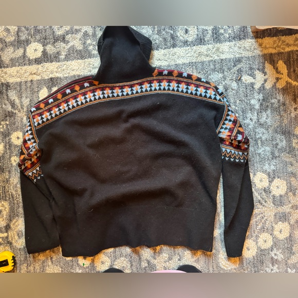 Scotch & Soda Black Merino Wool Turtleneck Sweater with Colorful Pattern - Picture 10 of 12